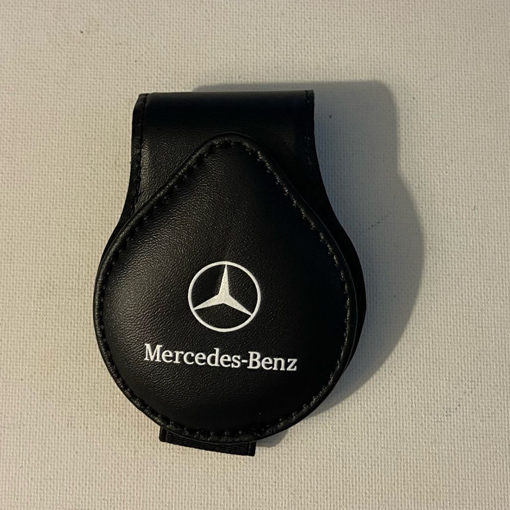 Mercedes Sunglass Holder for Car with Logo Black Leather NWT
